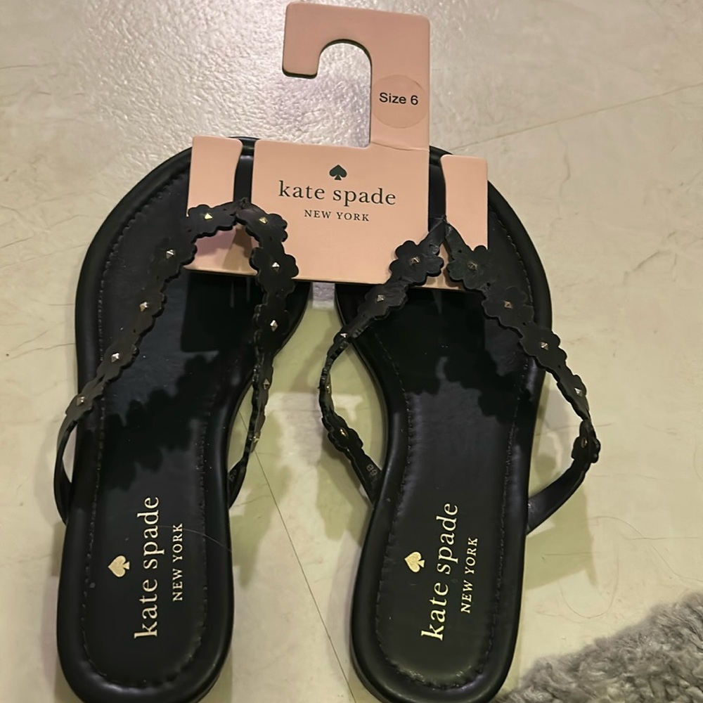 NWT Kate Spade Black leather sandals Size 6
